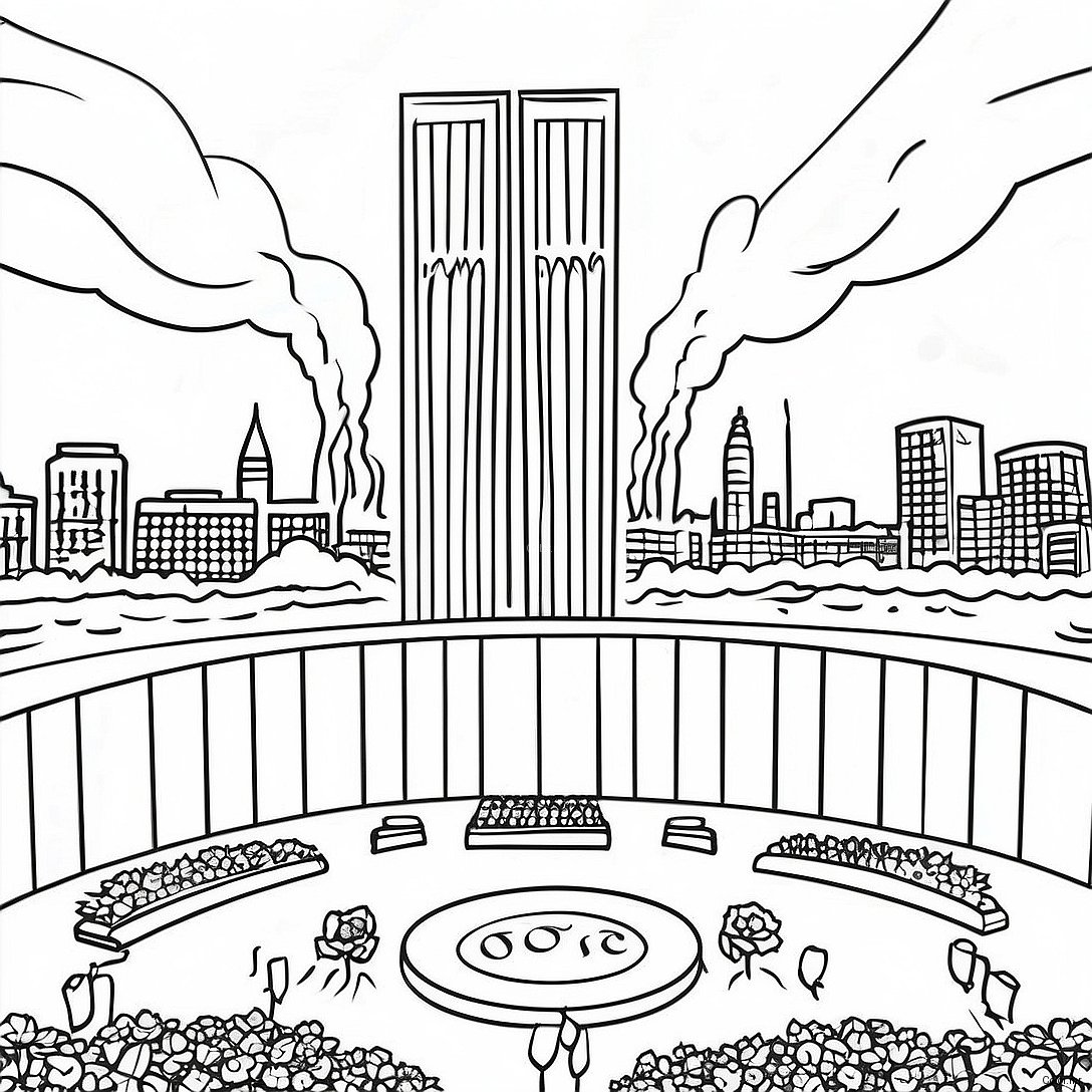 Twin Towers 9 11 Memorial Coloring Page 31989 16488