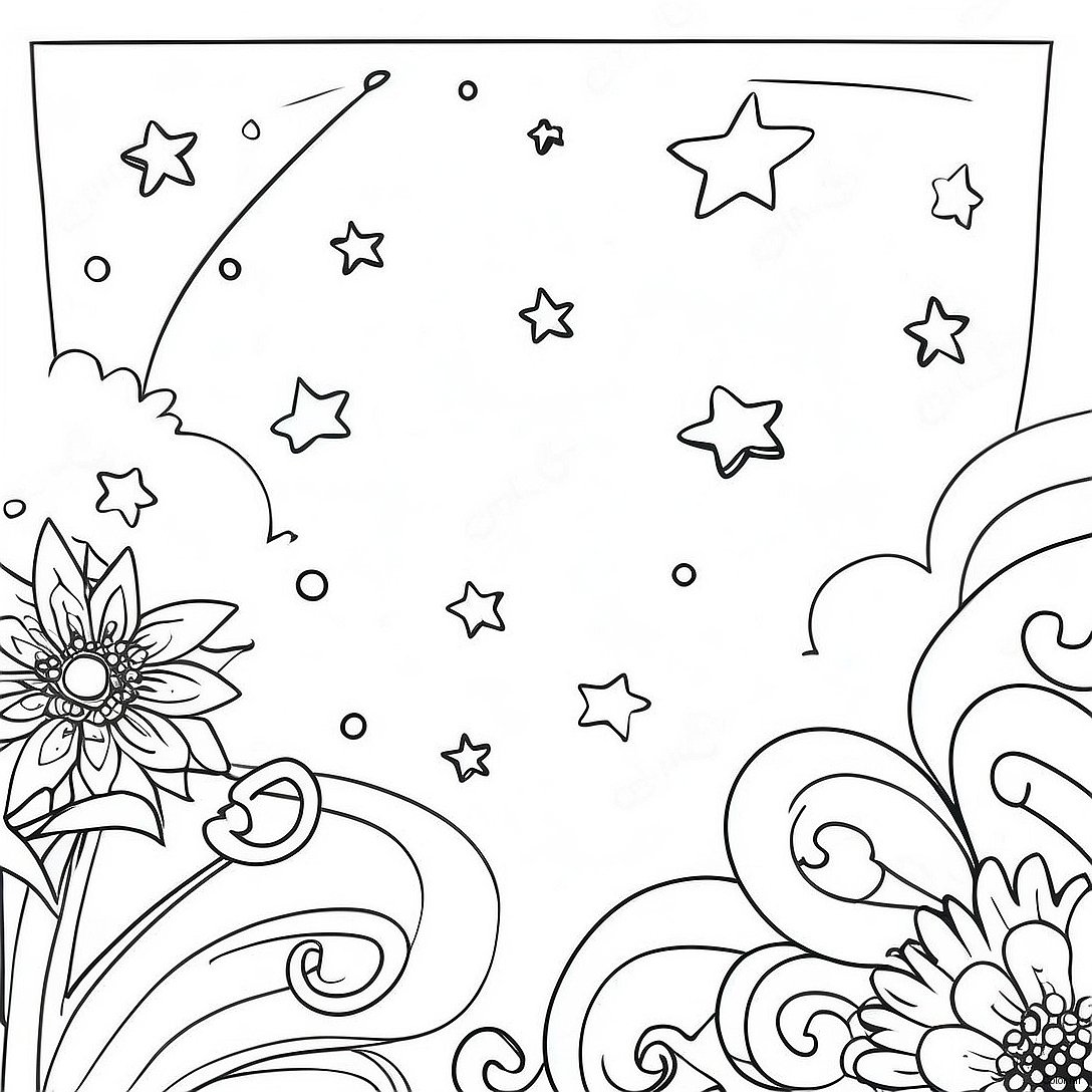 Twinkling Stars Night Sky Coloring Page 44093 36677