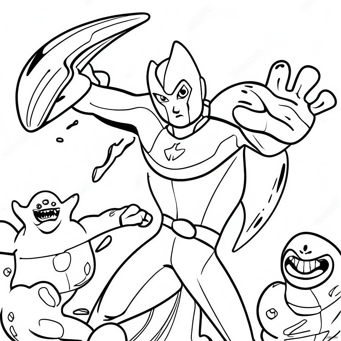 Ultraman Fighting Alien Monsters Coloring Page 21984 20335