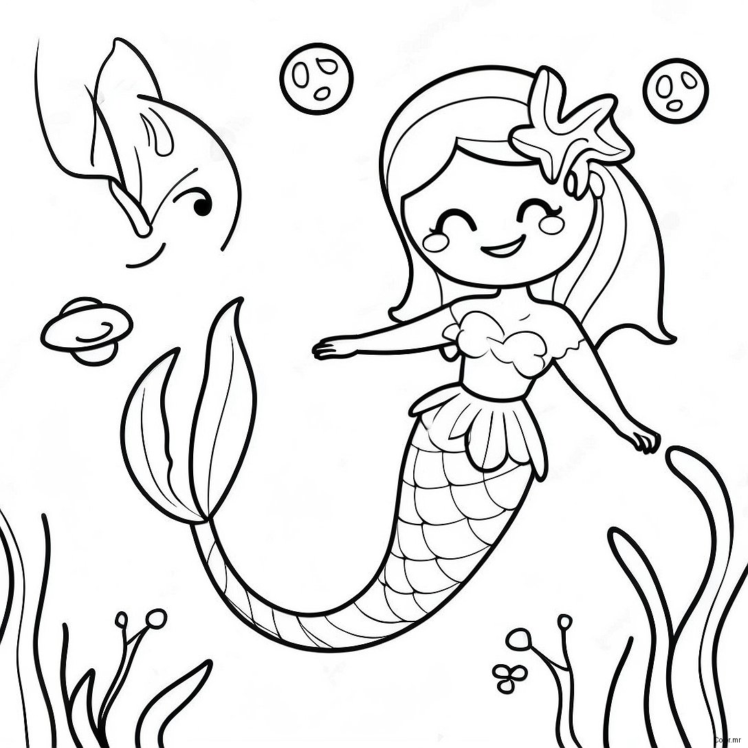 Underwater Mermaid With Friendly Dolphin Coloring Page 71534 59109