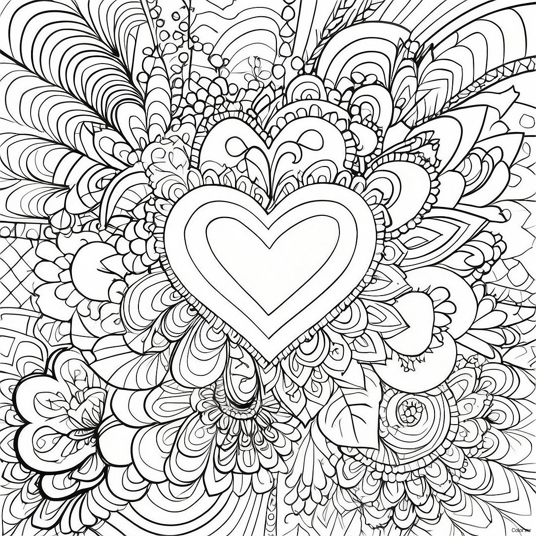 Valentine S Day Heart Mandala Coloring Page 16432 13846