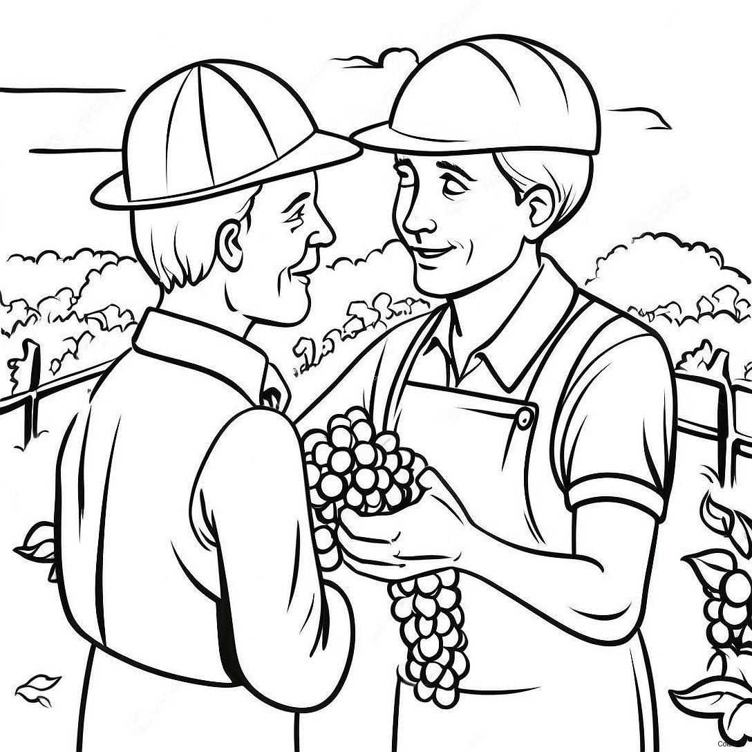Vineyard Workers Gathering Grapes Coloring Page 71444 59033