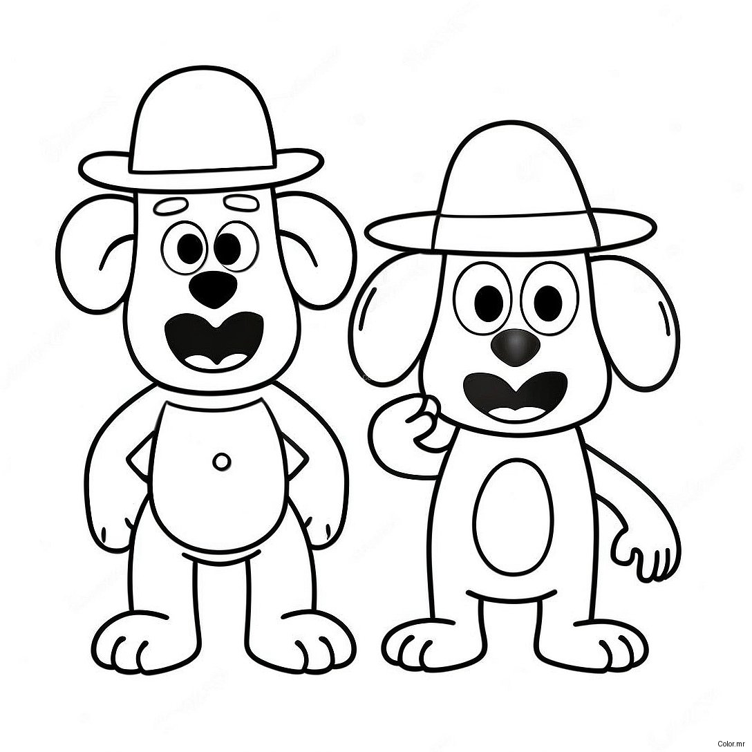 Wallace And Gromit In Silly Hats Coloring Page 38247 31806