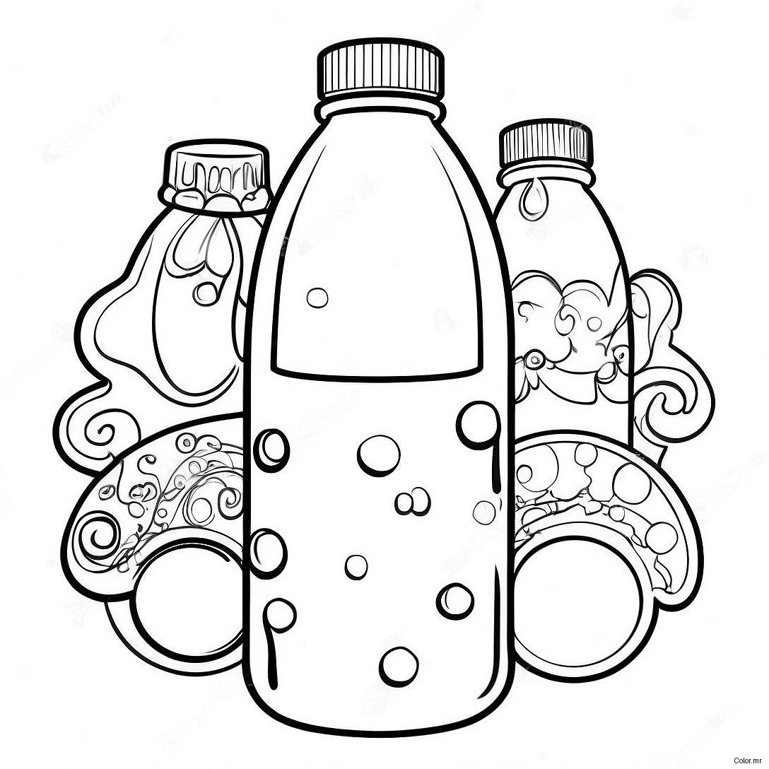 Water Bottle With Colorful Stickers Coloring Page 37575 31270
