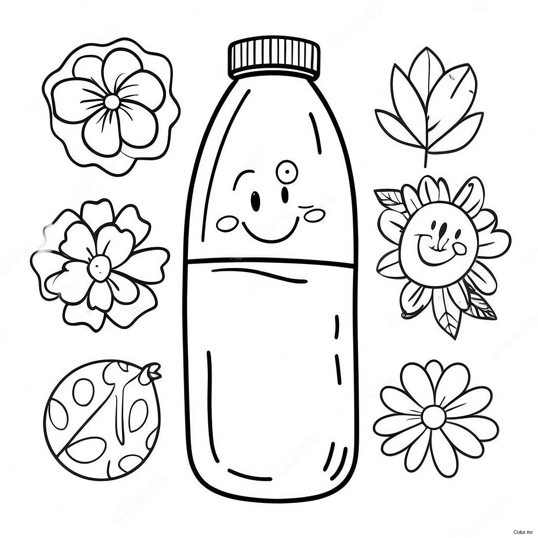 Water Bottle With Colorful Stickers Coloring Page 37575 31271