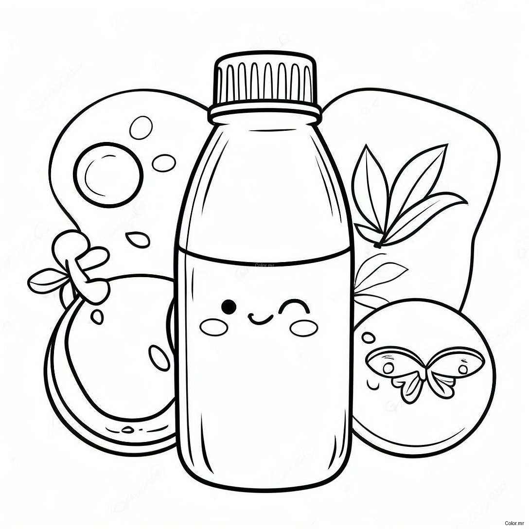 Water Bottle With Colorful Stickers Coloring Page 37575 31272