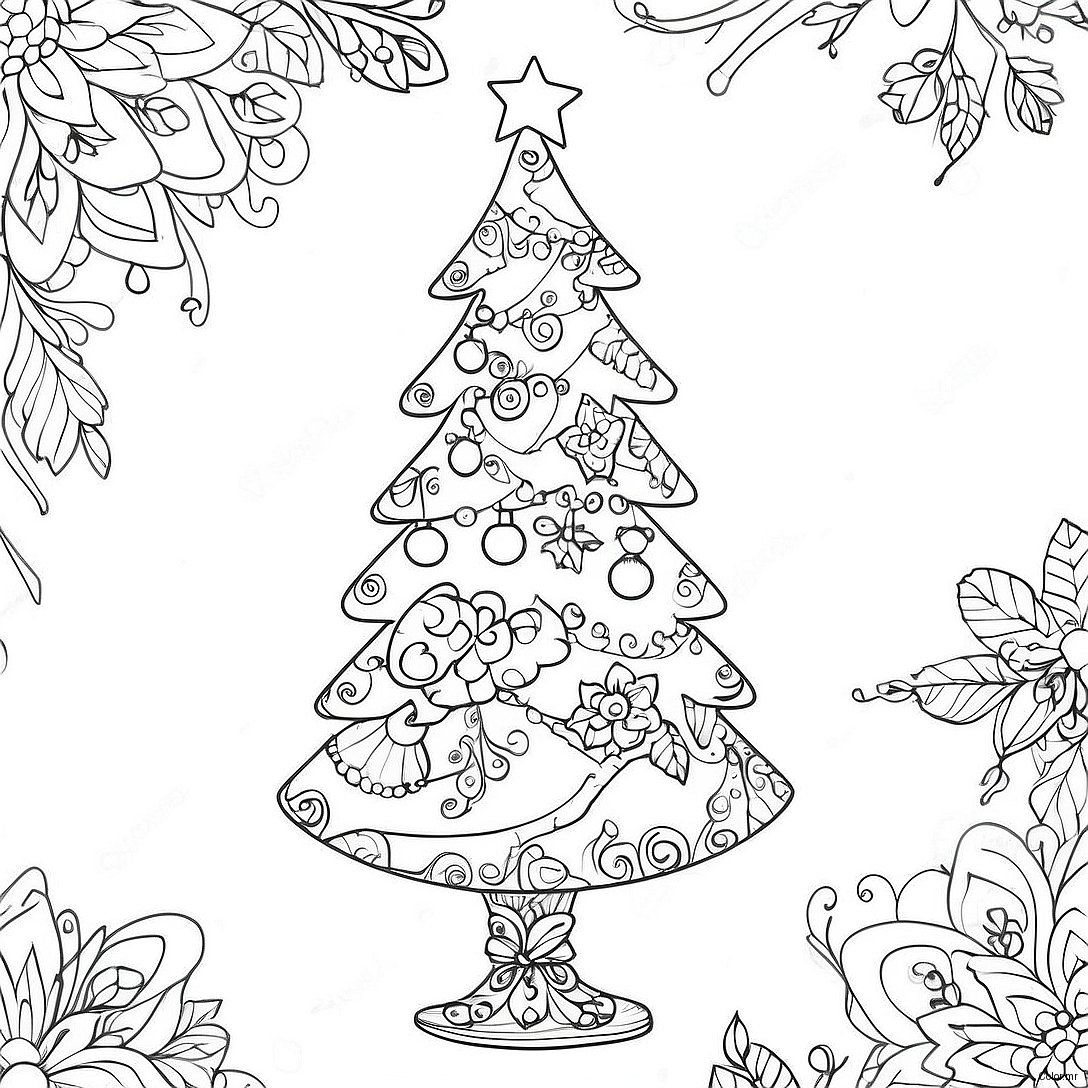 Whimsical Christmas Tree With Ornaments Coloring Page 4752 3822