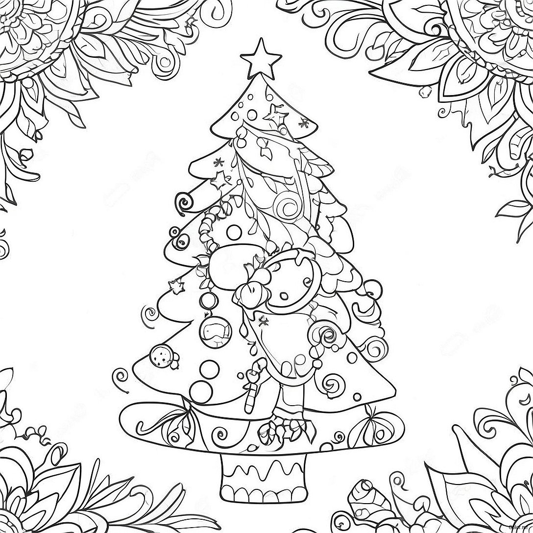 Whimsical Christmas Tree With Ornaments Coloring Page 4752 3823
