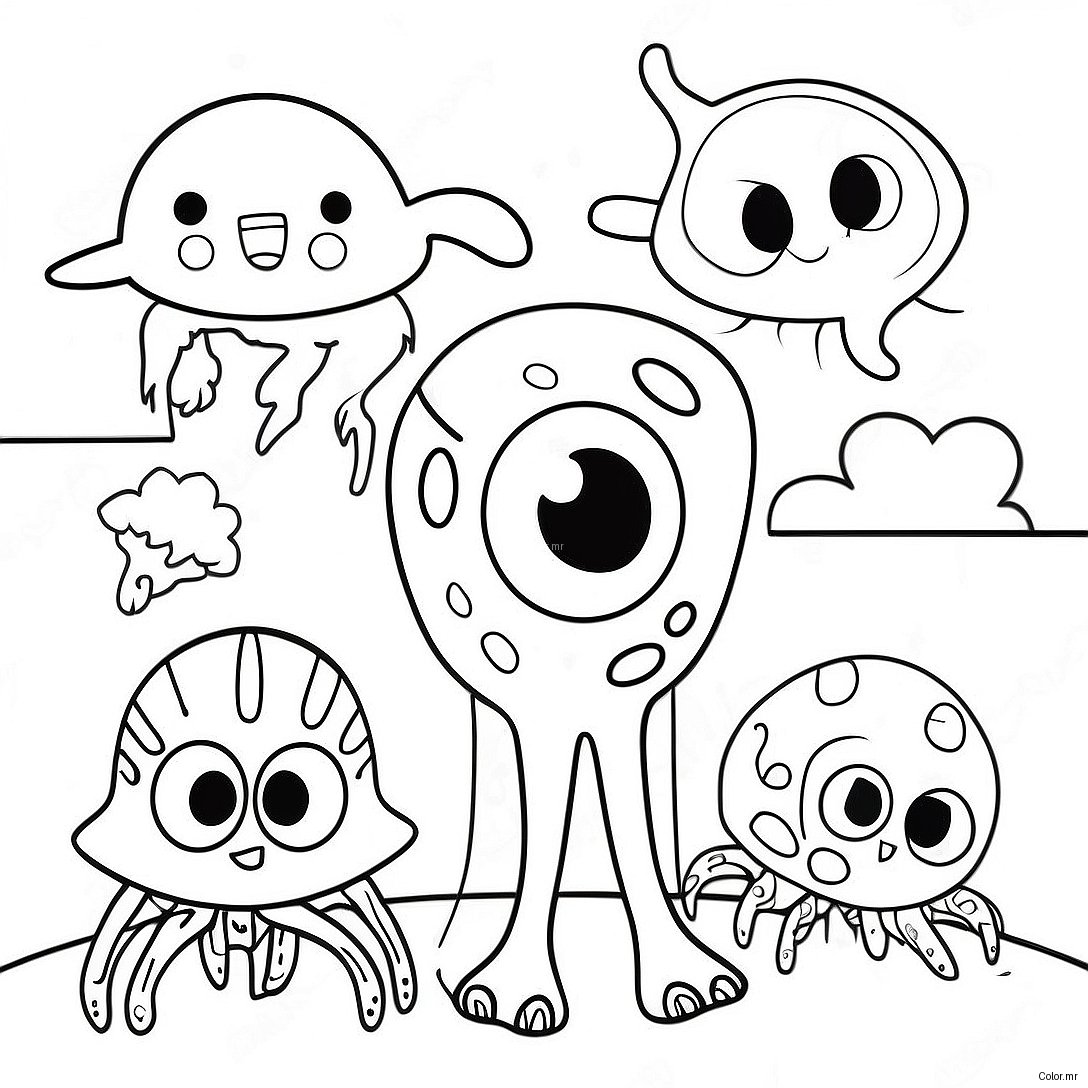 Whimsical Creatures In A Strange World Coloring Page 44373 36909