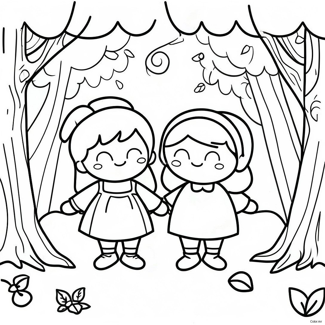 Whimsical Hansel And Gretel In The Forest Coloring Page 44203 36766