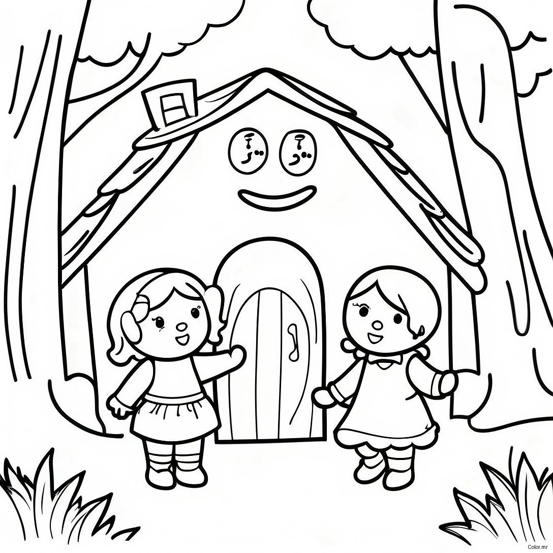 Whimsical Hansel And Gretel In The Forest Coloring Page 44203 36768