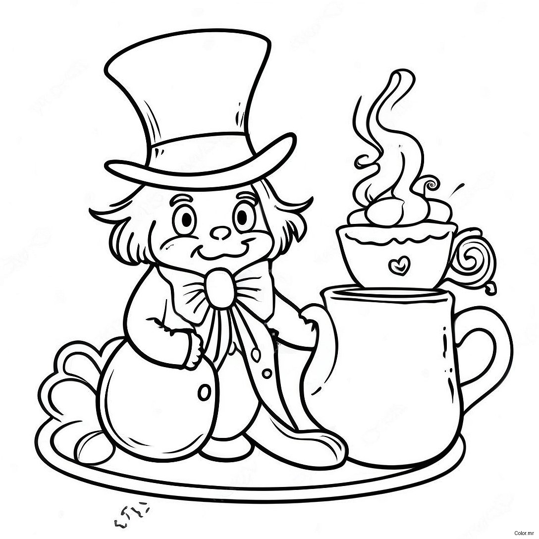 Whimsical Mad Hatter Tea Party Coloring Page 57063 47403