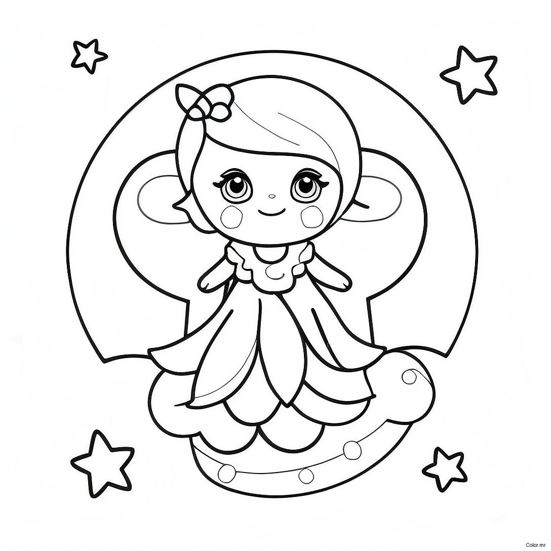 Whimsical Moon Fairy With Stars Coloring Page 57855 48092
