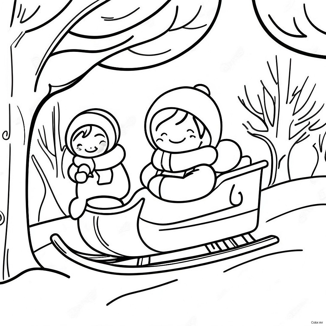 Winter Wonderland Sledding Coloring Page 42311 35080