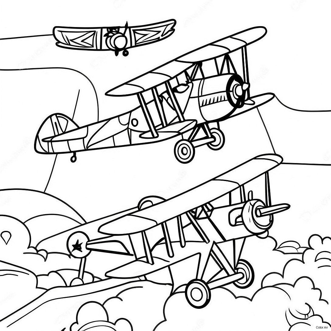 World War 1 Airplanes Flying Coloring Page 33102 17357
