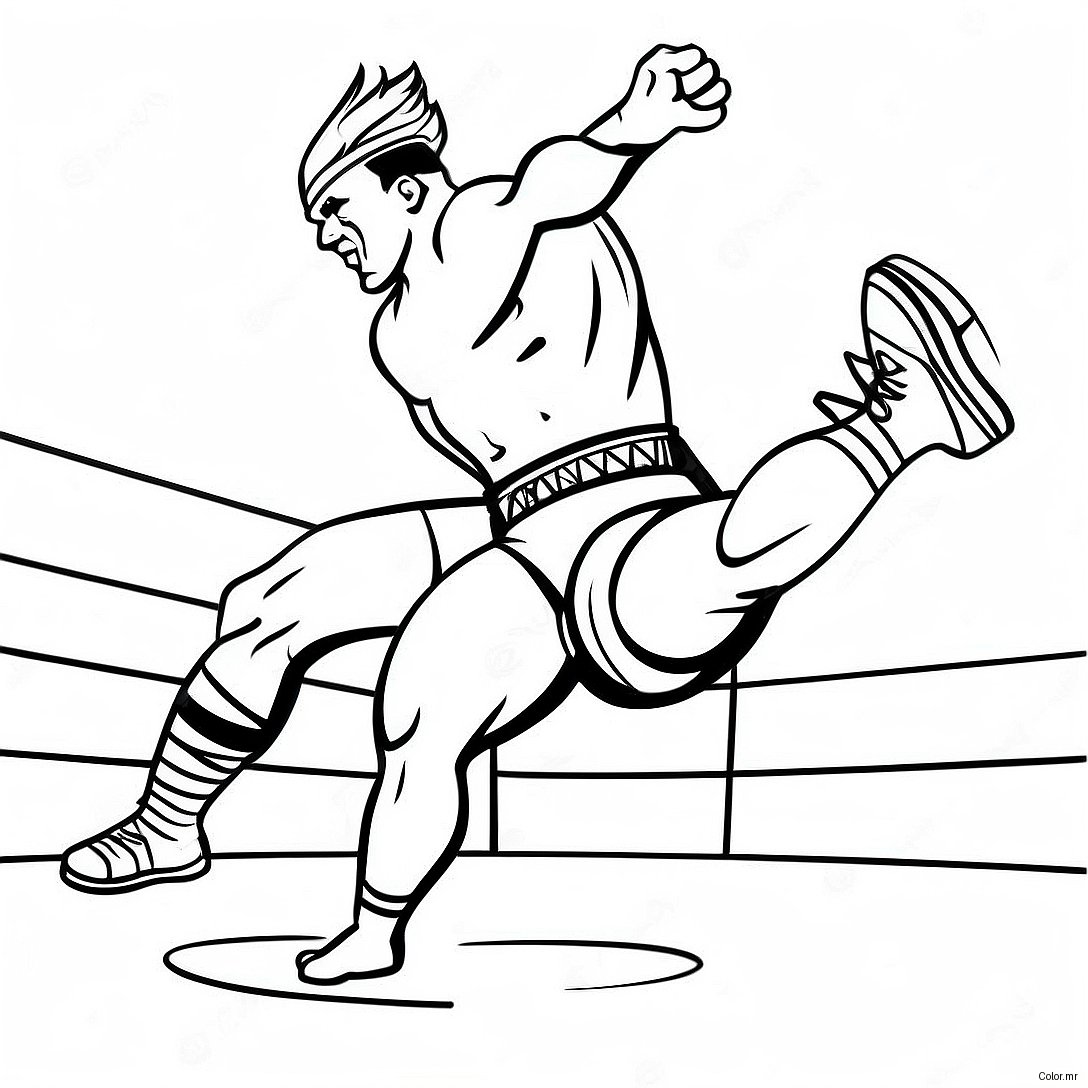 Wwe Wrestler Jumping On Opponent Coloring Page 12508 10405