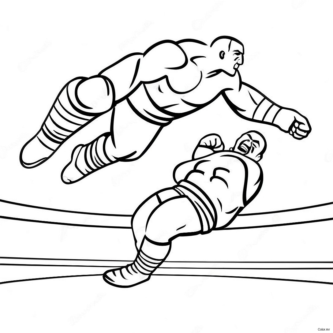 Wwe Wrestler Jumping On Opponent Coloring Page 15881 13426
