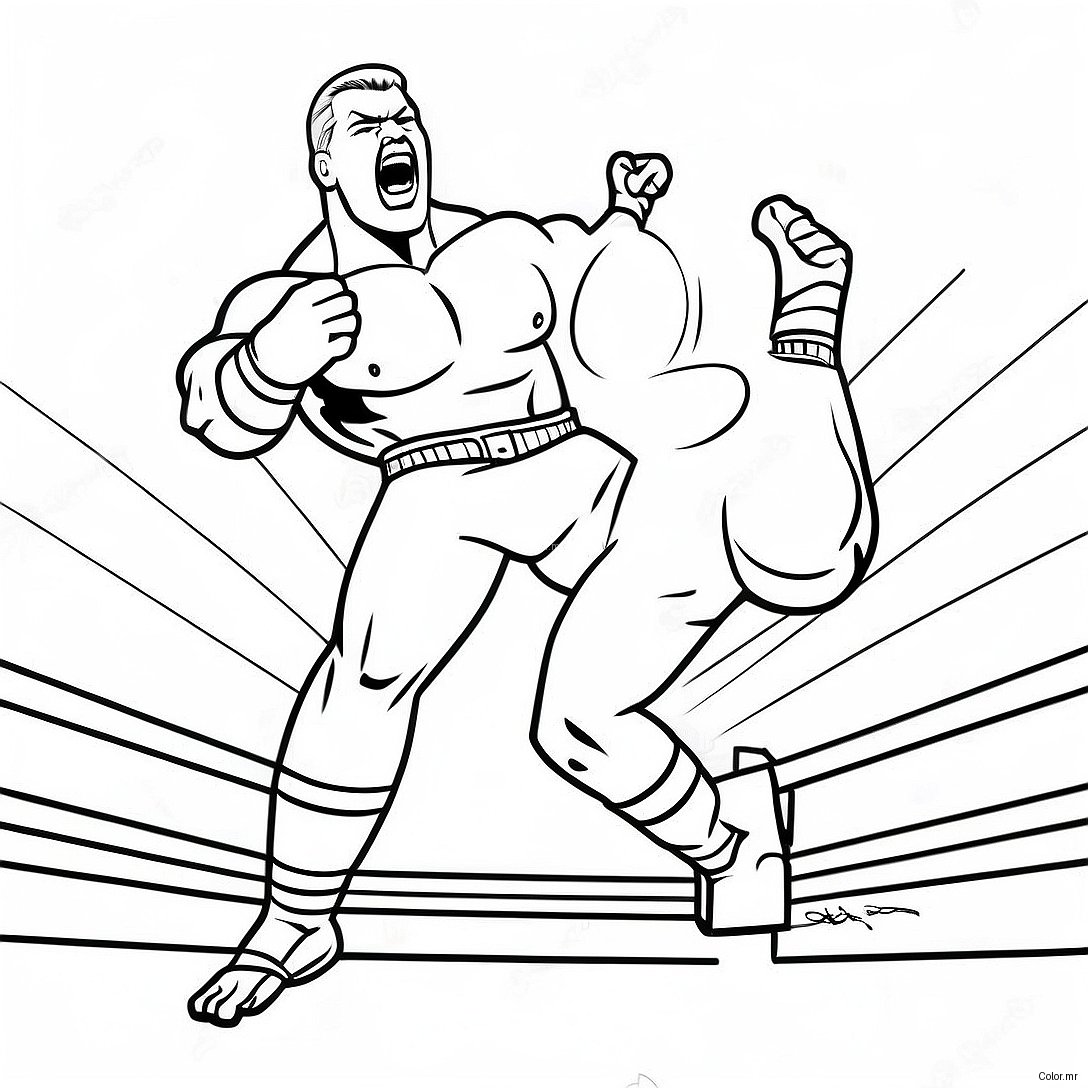 Wwe Wrestler Jumping On Opponent Coloring Page 17284 14529
