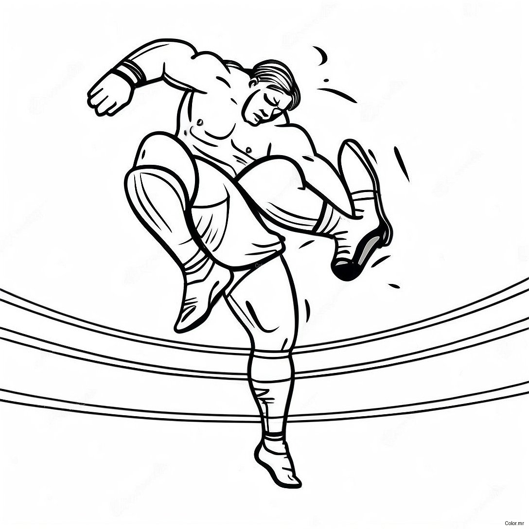Wwe Wrestler Jumping On Opponent Coloring Page 17284 14531