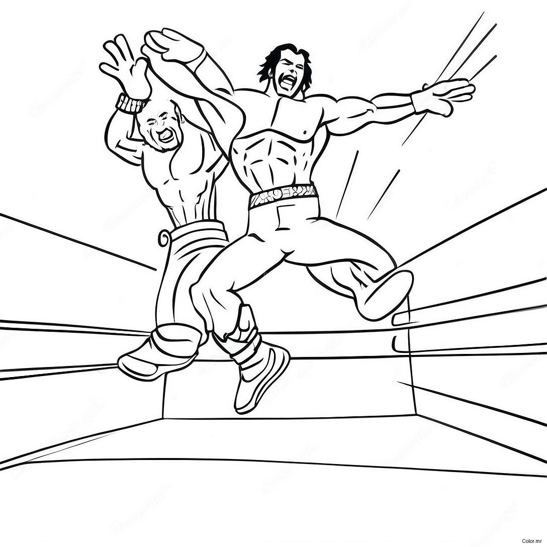 Wwe Wrestler Jumping On Opponent Coloring Page 17284 14532