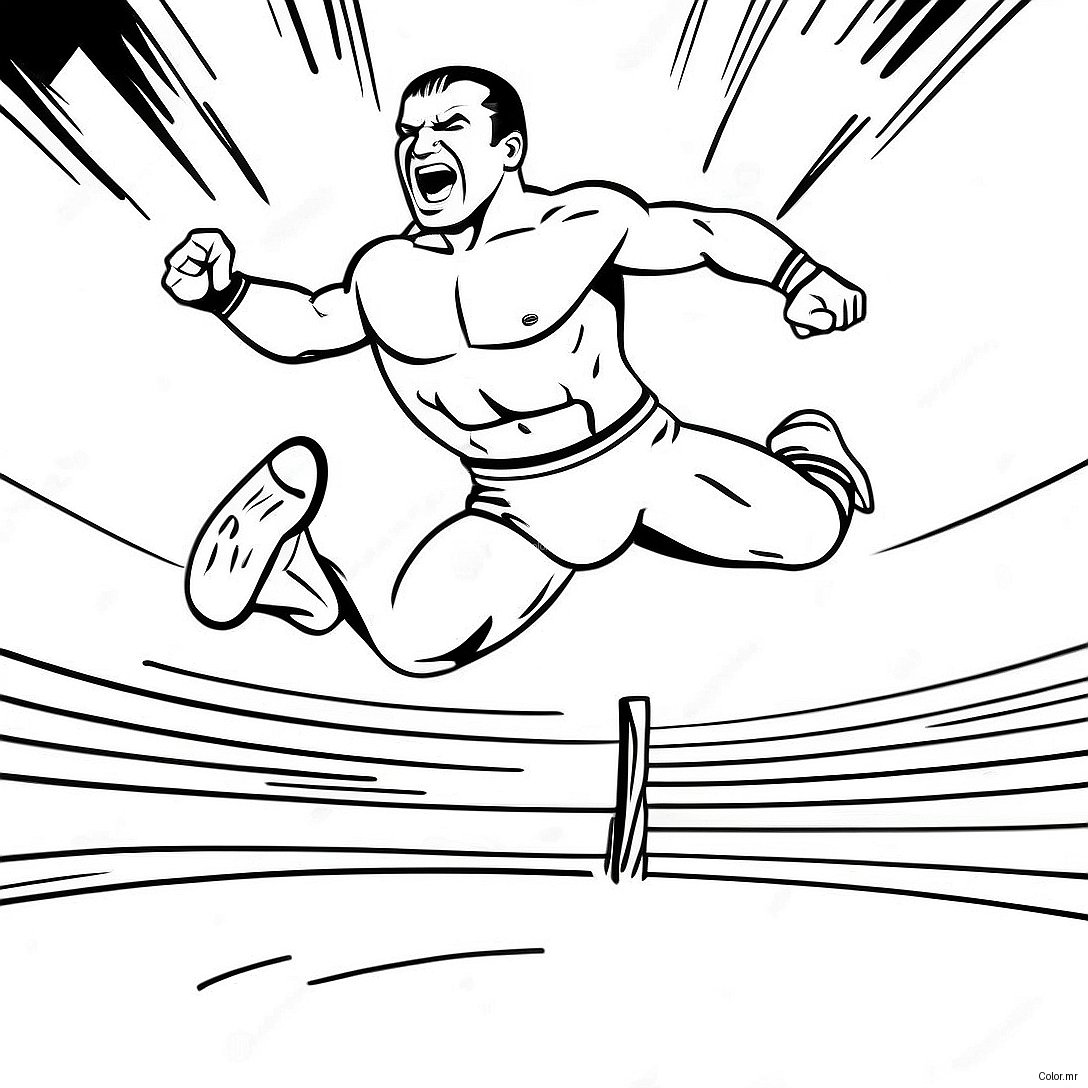 Wwe Wrestler Jumping On Opponent Coloring Page 37596 31289