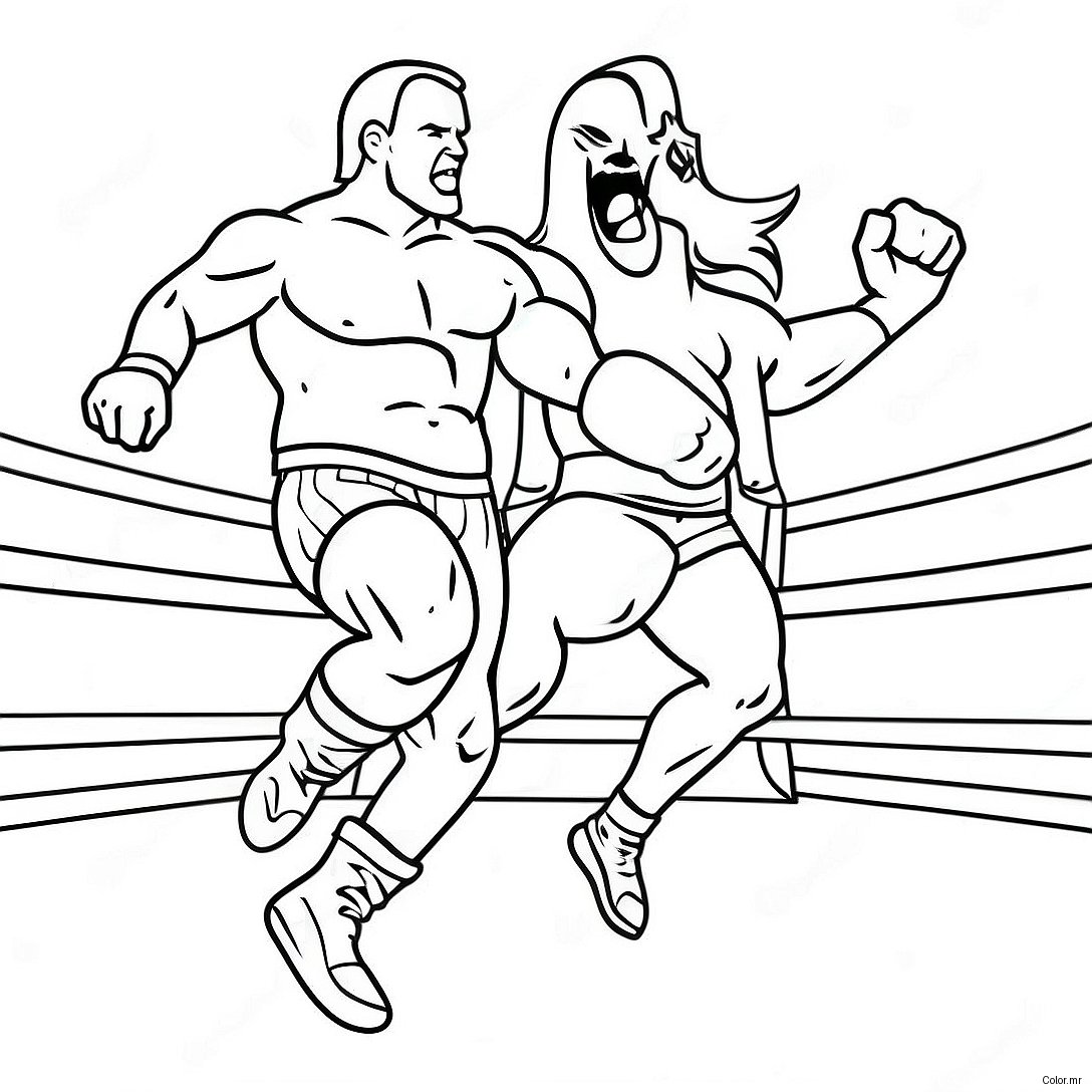 Wwe Wrestler Jumping On Opponent Coloring Page 39037 32432