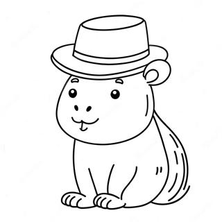 Page A Colorier De Capybara Mignonne Avec Un Chapeau 10017-8237