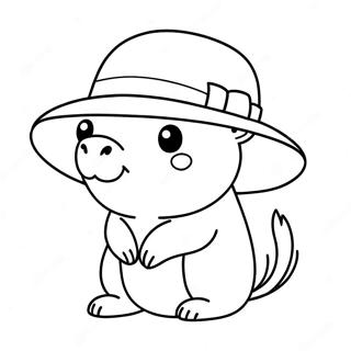 Page A Colorier De Capybara Mignonne Avec Un Chapeau 10017-8238