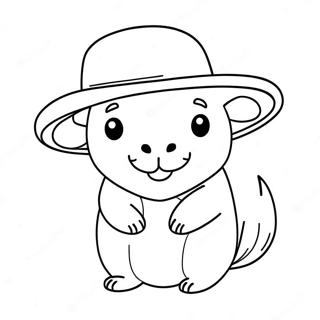 Page A Colorier De Capybara Mignonne Avec Un Chapeau 10017-8239