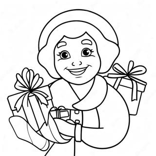 Page A Colorier De Mme Claus Joyeuse Avec Des Cadeaux 10408-8542