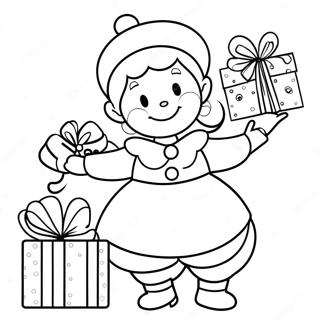 Page A Colorier De Mme Claus Joyeuse Avec Des Cadeaux 10408-8544