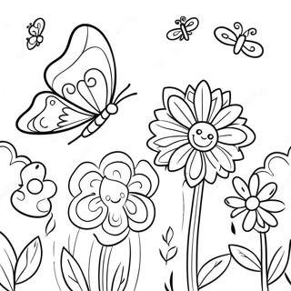 Page A Colorier De Jardin De Fleurs Et Papillons Colores 10418-8549