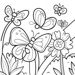 Page A Colorier De Jardin De Fleurs Et Papillons Colores 10418-8551