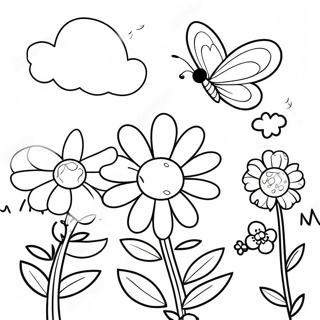 Page A Colorier De Jardin De Fleurs Et Papillons Colores 10418-8552