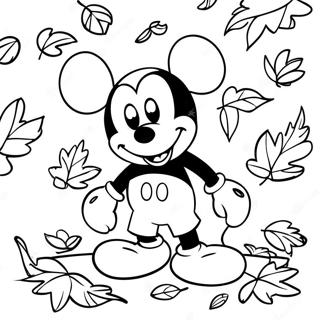 Page A Colorier De Mickey Mouse Dans Les Feuilles Dautomne 10468-8591