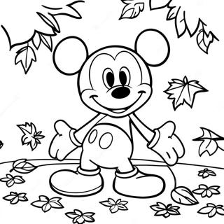 Page A Colorier De Mickey Mouse Dans Les Feuilles Dautomne 10468-8592