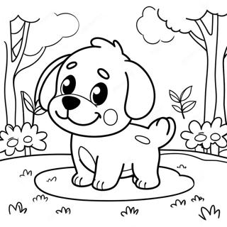 Page A Colorier De Chiot Mignon Jouant Dans Le Parc 10588-8686