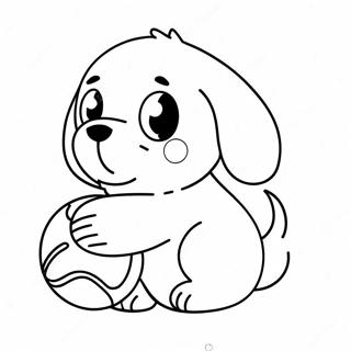 Page A Colorier Un Mignon Chiot Kawaii Jouant Avec Une Balle 10708-8782