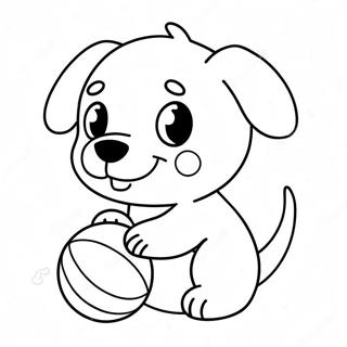 Page A Colorier Un Mignon Chiot Kawaii Jouant Avec Une Balle 10708-8783