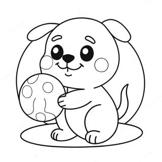 Page A Colorier Un Mignon Chiot Kawaii Jouant Avec Une Balle 10708-8784