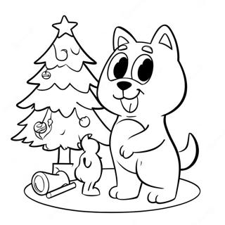 Page A Colorier De Bluey Et Bingo Decorant Le Sapin 10848-8895