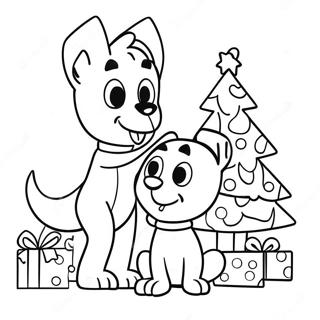 Page A Colorier De Bluey Et Bingo Decorant Le Sapin 10848-8896