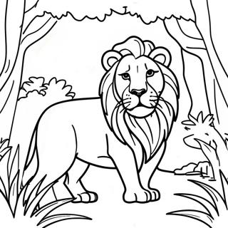 Page A Colorier Dun Lion Majestueux Dans La Jungle 10878-8920