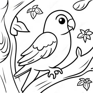 Page A Colorier Perruche Coloree Dans Un Arbre 10938-8965