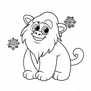 Page A Colorier De Yeti Mignon Avec Des Flocons De Neige 10998-9013