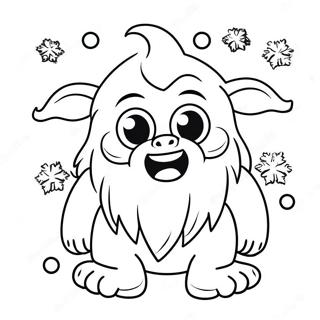 Page A Colorier De Yeti Mignon Avec Des Flocons De Neige 10998-9016