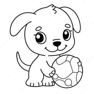 Page A Colorier Dun Chiot Mignon Jouant Avec Une Balle 11098-9093