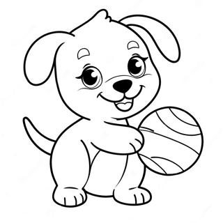 Page A Colorier Dun Chiot Mignon Jouant Avec Une Balle 11098-9095