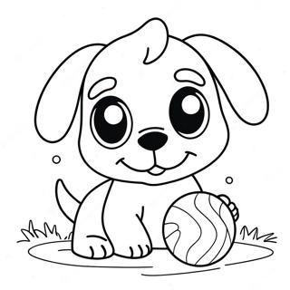 Page A Colorier Dun Chiot Mignon Jouant Avec Une Balle 11098-9096