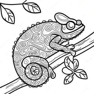 Page A Colorier De Cameleon Colore Sur Une Branche 11218-9197